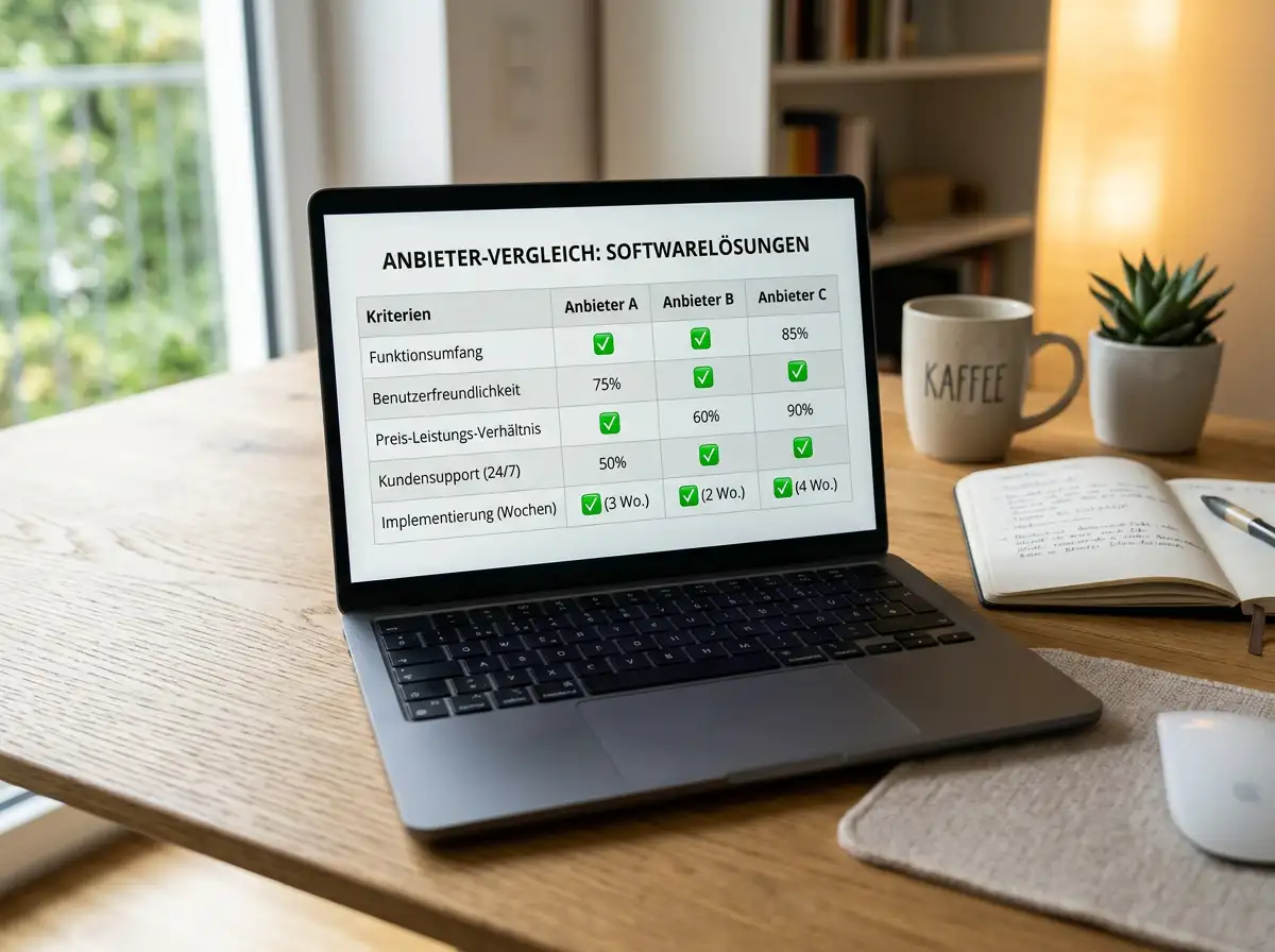 Laptop mit Vergleichstabelle von Bonusangeboten auf dem Bildschirm